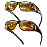 TJUTR 2 Pack Night Vision Driving Glasses Fit Over Glasses Men Women