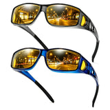 TJUTR 2 Pack Night Vision Driving Glasses Fit Over Glasses Men Women