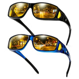TJUTR 2 Pack Night Vision Driving Glasses Fit Over Glasses Men Women