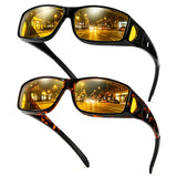 TJUTR 2 Pack Night Vision Driving Glasses Fit Over Glasses Men Women