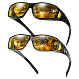 TJUTR 2 Pack Night Vision Driving Glasses Fit Over Glasses Men Women