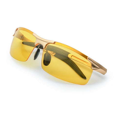 TJUTR Anti Glare Polarized Night Vision Sunglasses for Men, Golden